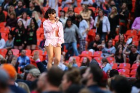 Charli XCX performing at Taylor Swift's Reputation Tour concert at Arrowhead Stadium on September 8, 2018