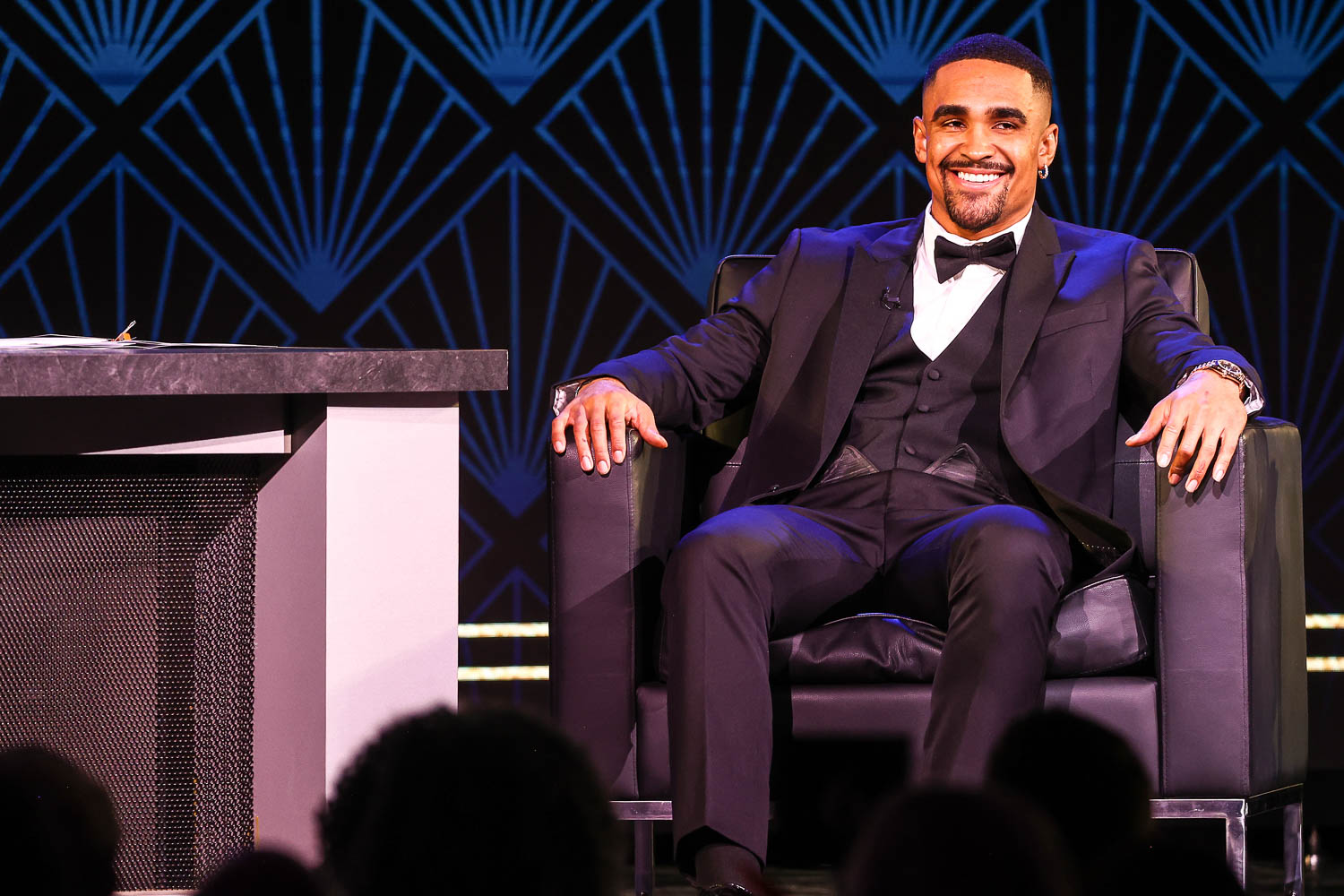 NFC Offensive Player of the Year award recipient Philadelphia Eagles quarterback Jalen Hurts during the 53rd annual 101 Awards at The Westin Crown Center in Kansas City, Missouri on Saturday, February 25, 2023.